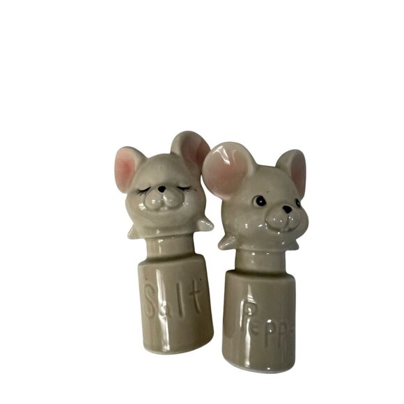 Vintage Handpainted Japan Fitz Floyd 1980 Mouse Salt & Pepper Shakers Set - Picture 2 of 9